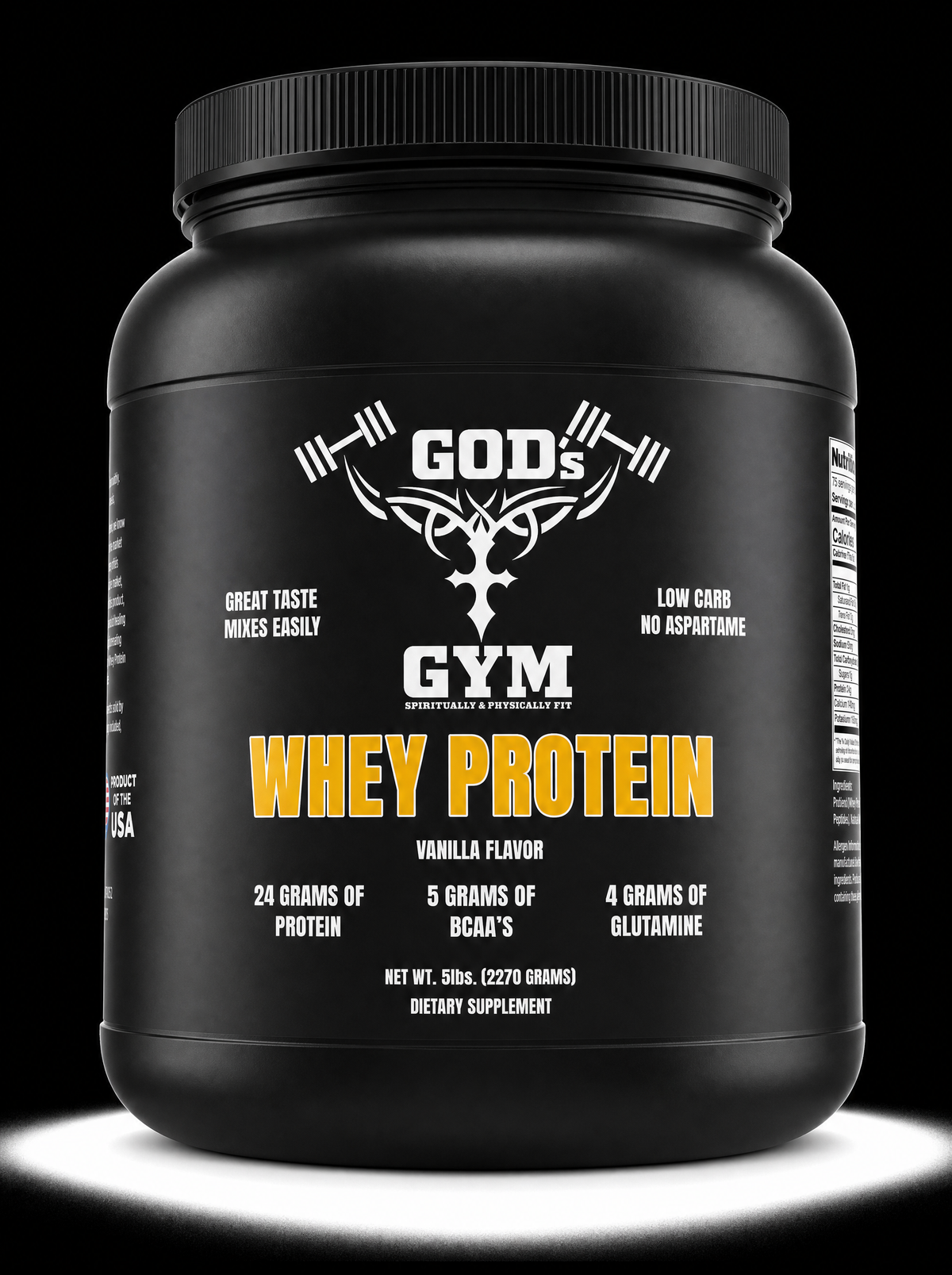 God's Gym Vanilla Whey Protein 5lb tub